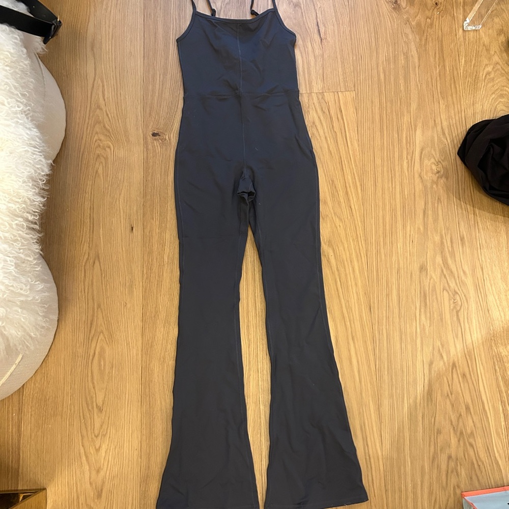 Amazon grey Slim Fit Flared-Leg Jumpsuit with Adjustable Straps